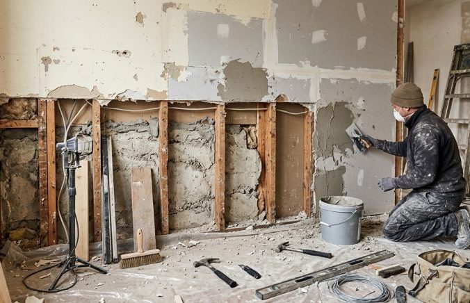 mur en rénovation
