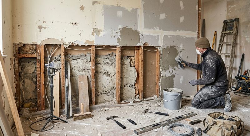 mur en rénovation